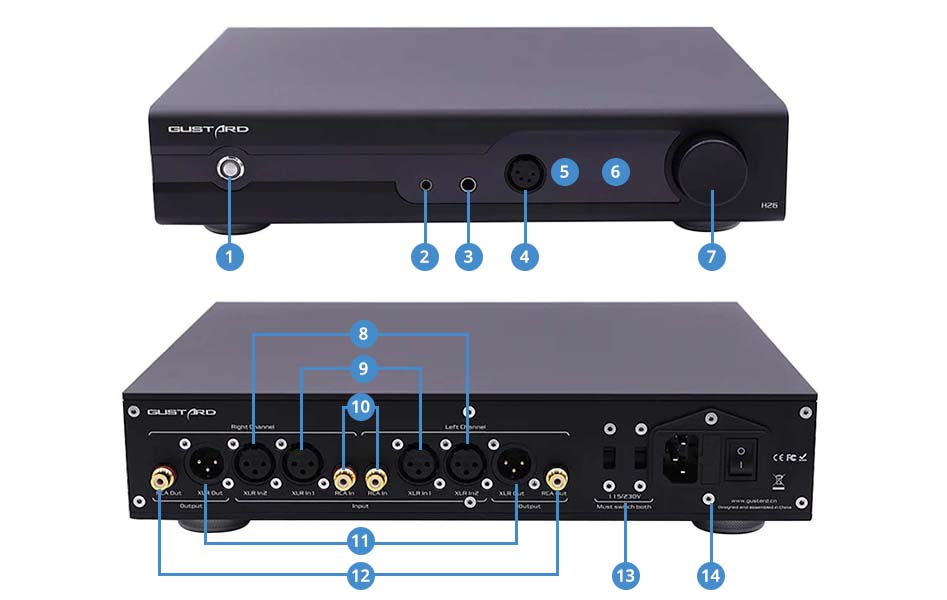 Schéma de la connectique du Gustard H26